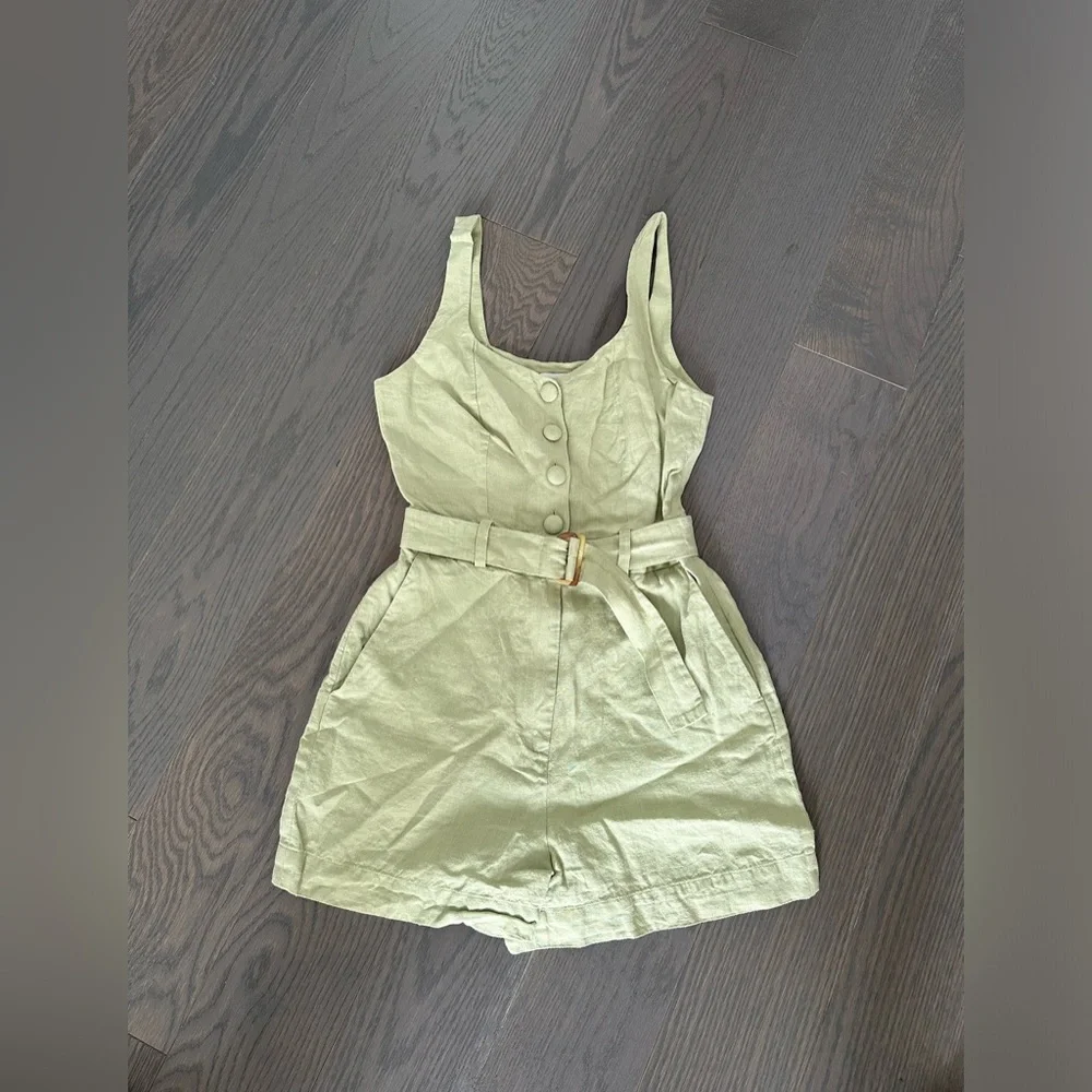 & Other Stores (Los Angeles Atelier) - Sage Green Linen Romper - 2 US - Picture 3 of 8